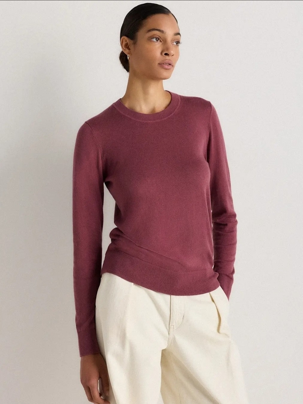 Quince Lightweight Cotton Cashmere Crew Sweater